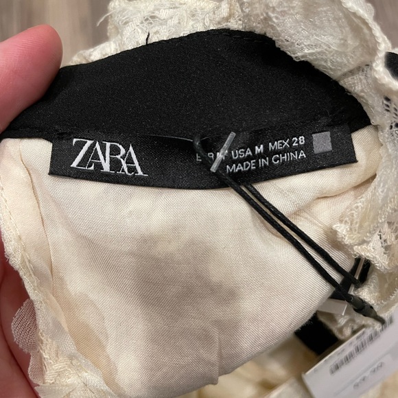 Zara sleeveless ruffled lace dress with dropped waist & contrasting necktie NWT - Picture 11 of 13